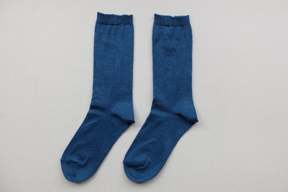[新]亞麻針織襪（墨藍色）女士 第1張的照片