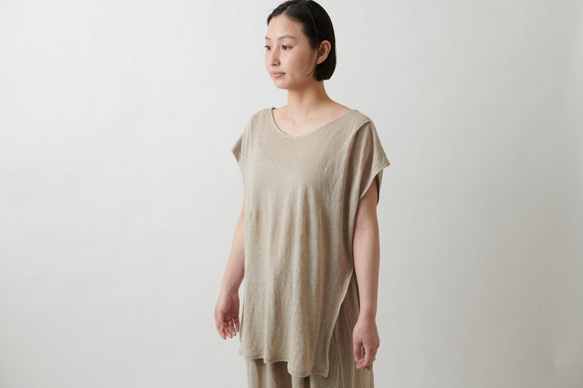 【new】enrica linenknit nosleeve cutsew/ natural 1枚目の画像