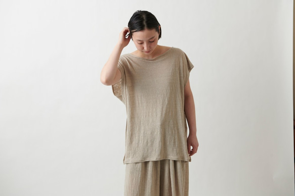 【new】enrica linenknit nosleeve cutsew/ natural 4枚目の画像