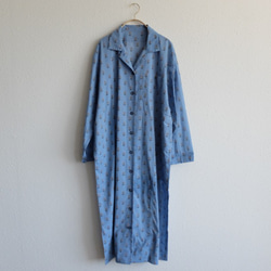 木間服装製作 / longshirt flower lightblue / unisex 1size / ロングシャツ 1枚目の画像