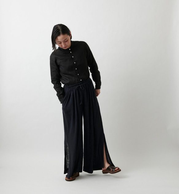 【new】enrica linenknit pants/ black 1枚目の画像