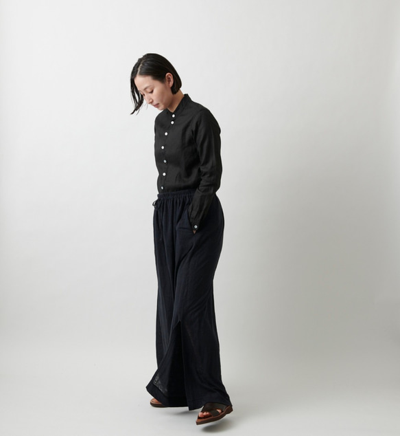 【new】enrica linenknit pants/ black 2枚目の画像