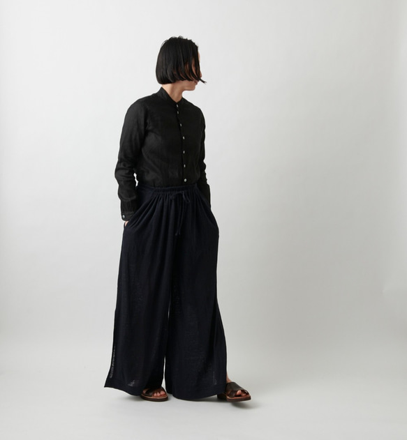 【new】enrica linenknit pants/ black 3枚目の画像