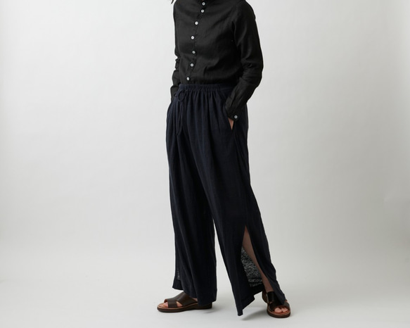 【new】enrica linenknit pants/ black 8枚目の画像