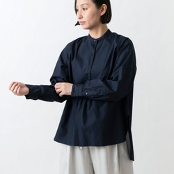 【sale】クラシックフロントプルオーバーシャツ　ネイビー　HANDROOM WOMEN'S 1枚目の画像
