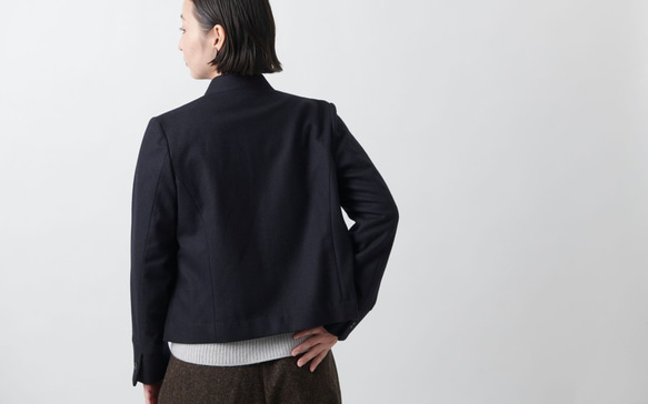 【在庫限り】タスマニアウール スタンドカラージャケット グレー　HANDROOM WOMEN'S 14枚目の画像
