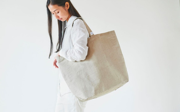 TRAUM.linokekena◆1587 リネン100%(内側帆布)tote リネン帆布のトートバッグ（L） トートバッグ PINT 通販 1335699