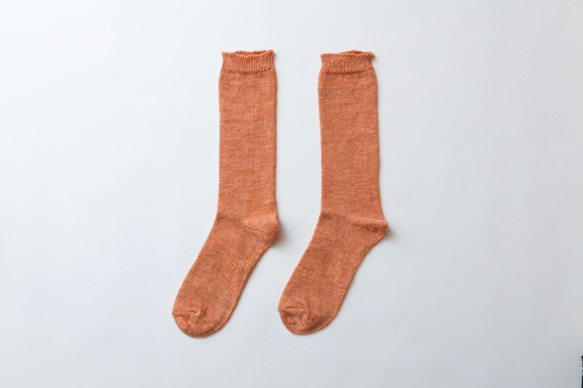 【現行規格限量】亞麻針織襪（脫橙色）女裝 第1張的照片