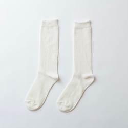 【現行規格限量】亞麻針織襪（白色）女式 第1張的照片