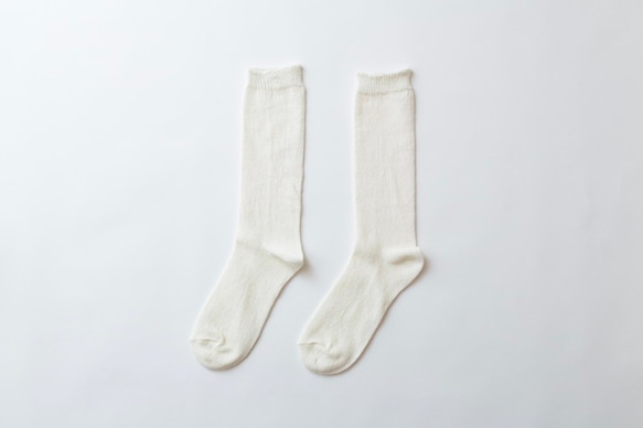 【現行規格限量】亞麻針織襪（白色）女式 第1張的照片