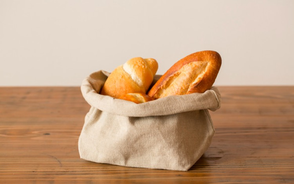 [補貨] 麵包籃（亞麻帆布麵包袋）L號 第2張的照片