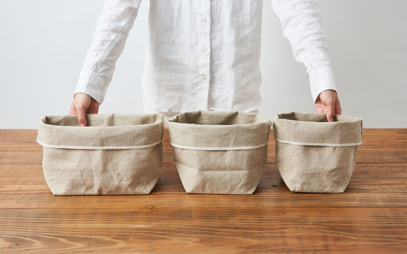 麵包籃（亞麻帆布麵包袋）大號 第7張的照片