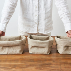 麵包籃（亞麻帆布麵包袋）大號 第8張的照片
