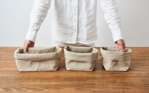 麵包籃（亞麻帆布麵包袋）大號 第8張的照片