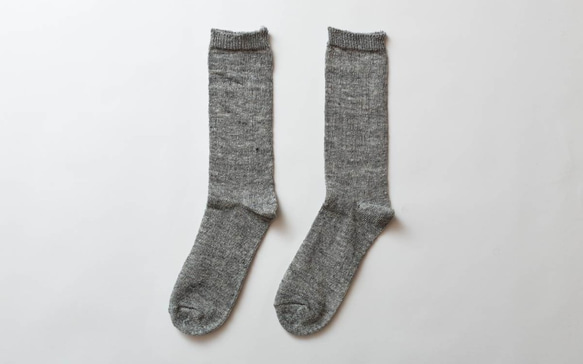 亞麻針織襪子（灰色）女裝 第1張的照片
