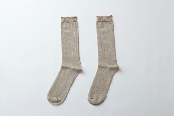 亞麻針織襪（自然）男士 第1張的照片