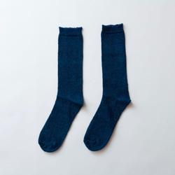 亞麻針織襪（深藍色）男士 第1張的照片