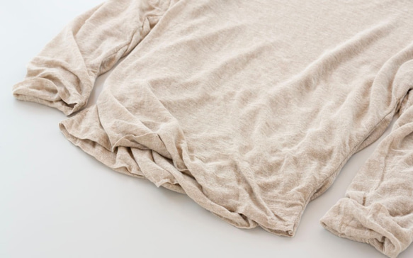 亞麻針織的婦女/ M長袖套頭衫（白色） 第3張的照片