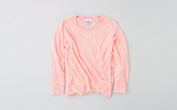 亞麻針織女/M長袖套頭衫（粉紅色） 第1張的照片