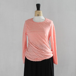 亞麻針織女/M長袖套頭衫（粉紅色） 第2張的照片