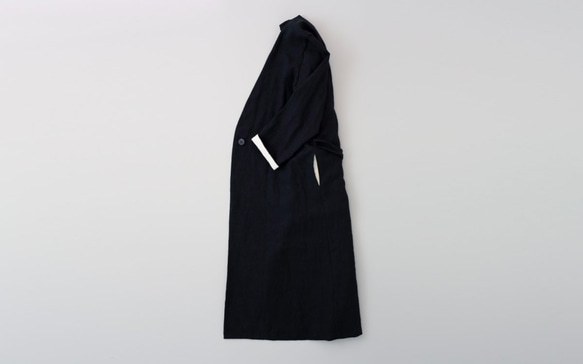【免費送貨】亞麻布大衣（黑色） 第2張的照片
