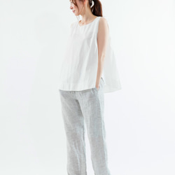 【SALE】enrica linenpants white×gray 5枚目の画像