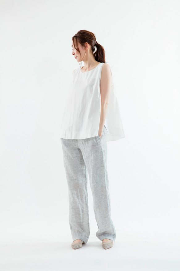 【SALE】enrica linenpants white×gray 5枚目の画像