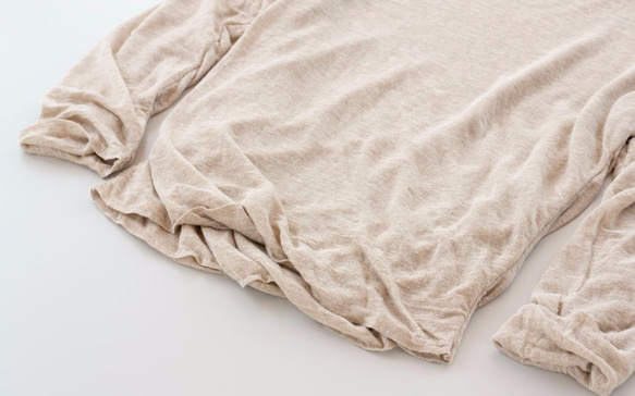 亞麻針織女/L長袖套頭衫（白色） 第3張的照片