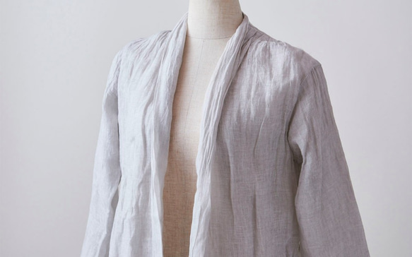 【送料無料】enrica linen coat light grey / botanical dye 8枚目の画像