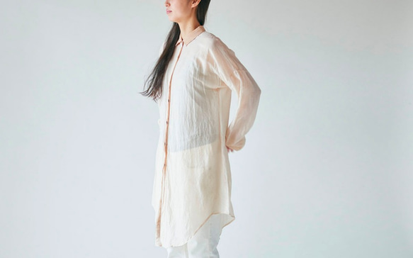 【送料無料】enrica blouse pinkbeige / botanical dye 2枚目の画像