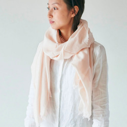 免費送貨艾瑞卡cottonsilk圍巾pinkbeige /植物染料 第1張的照片