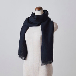 enrica linen scarf black 1枚目の画像