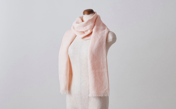 enrica linen scarf pink beige 1枚目の画像