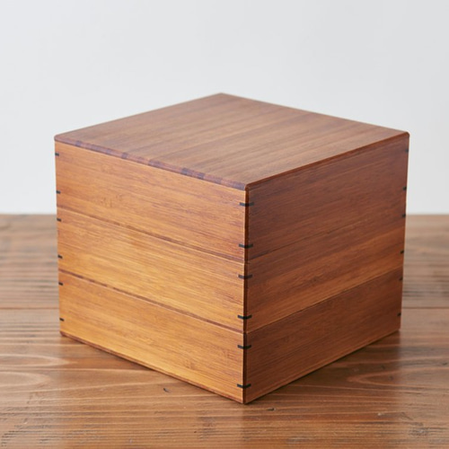 3段重箱 18cm 寄せ竹 拭き漆 竹箱 お重 京都 天然生活 受注製作】3段重箱｜寄せ竹 拭き漆 ｜竹箱シリーズセット販売 弁当箱