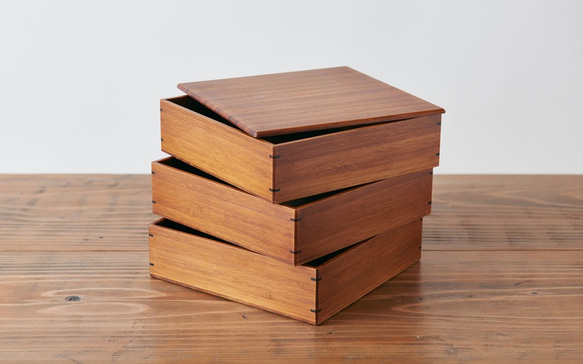 【定做】三層盒|八木擦漆|竹盒系列套裝特賣 第6張的照片