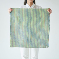 亞麻棉色織檢查正方形布綠×藍 第1張的照片
