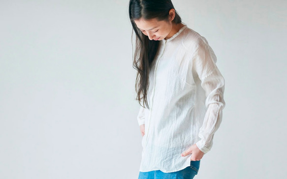 【送料無料】enrica cottonsilk blouse natural 1枚目の画像