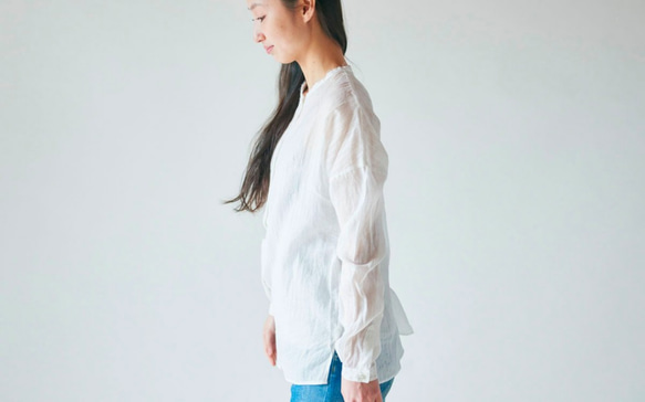 【送料無料】enrica cottonsilk blouse natural 2枚目の画像