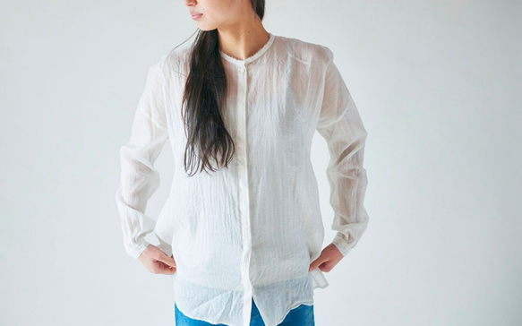 【送料無料】enrica cottonsilk blouse natural 5枚目の画像