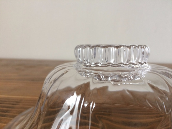 吹きガラスの台付き小鉢（クリア） 5枚目の画像