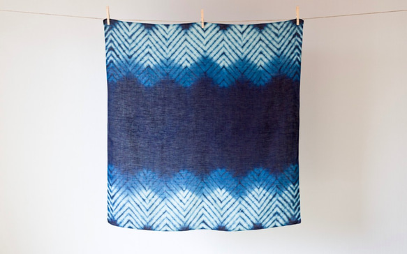 受注製作】本藍染め麻風呂敷（山路岸） その他ファッション雑貨