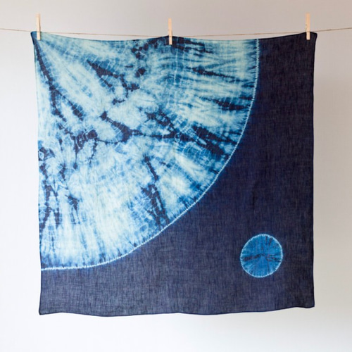 受注製作】本藍染め麻風呂敷（月夜） その他ファッション雑貨 PINT