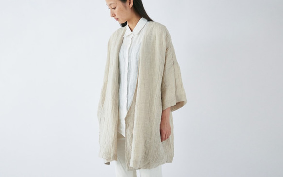 【送料無料】enrica linen coat / natural 2枚目の画像