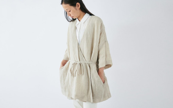 【送料無料】enrica linen coat / natural 3枚目の画像