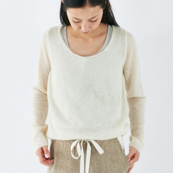 [免費送貨]恩里卡馬海毛和絲綢針織/天然（灰白色） 第1張的照片