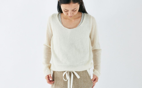 【送料無料】enrica mohair&silk knit / natural (offwhite) 1枚目の画像