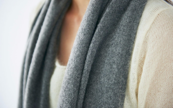 【送料無料】enrica cashmere&wool muffler / darkgray 2枚目の画像