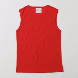 亞麻全棉內衣無袖（紅色女士中號） 第1張的照片