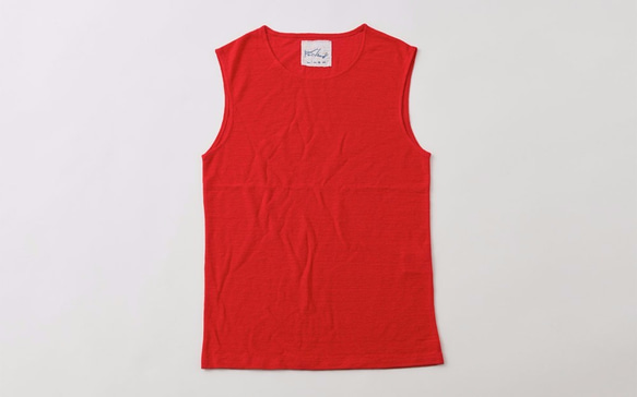 亞麻棉內衣無袖（紅女士們L尺寸） 第1張的照片