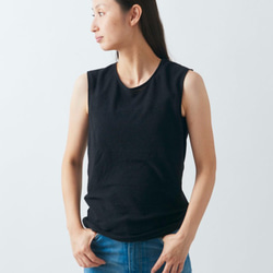 【新尺寸】亞麻棉內衣無袖（黑色）【女士3個尺寸】 第2張的照片